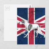Carte Postale Chien à pointeur anglais rétro British Union Jack (Devant / Derrière)