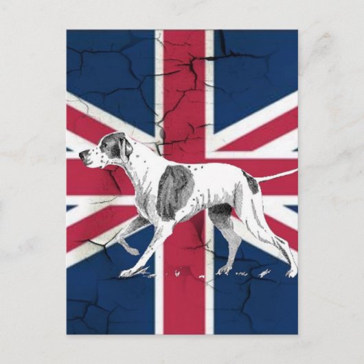 Carte Postale Chien à pointeur anglais rétro British Union Jack (Devant)