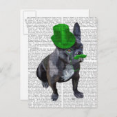 Carte Postale Chien à tête verte avec chapeau et moustache (Devant / Derrière)