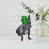 Carte Postale Chien à tête verte avec chapeau et moustache (Debout devant)