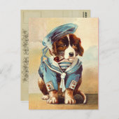 Carte Postale Chien à voile vintage (Devant / Derrière)