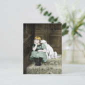 Carte Postale Chien Adoring Girl (Debout devant)