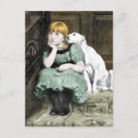 Chien Adoring Girl Victorian Peinture