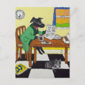 Carte Postale Chien appréciant le café et les beignets (Devant)