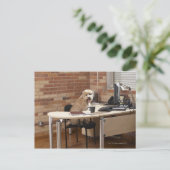 Carte Postale Chien assis au bureau (Debout devant)