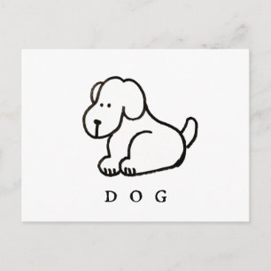 Carte Postale Chien assis dessin animé drôle
