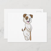 Carte Postale Chien au baseball avec batte de baseball (Devant / Derrière)