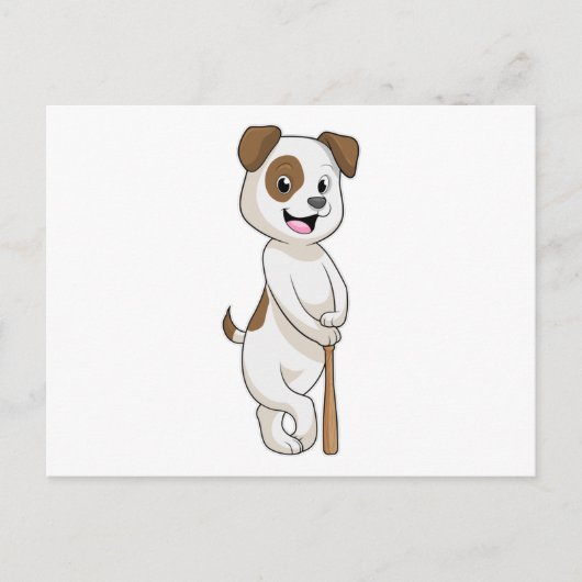 Carte Postale Chien au baseball avec batte de baseball (Devant)