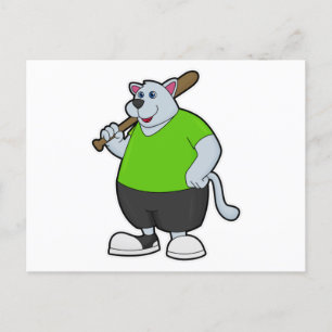 Carte Postale Chien au baseball avec une batte de baseball