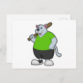 Carte Postale Chien au baseball avec une batte de baseball (Devant / Derrière)