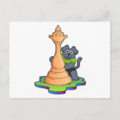 Carte Postale Chien aux échecs avec pièce d'échecs Queen (Devant)