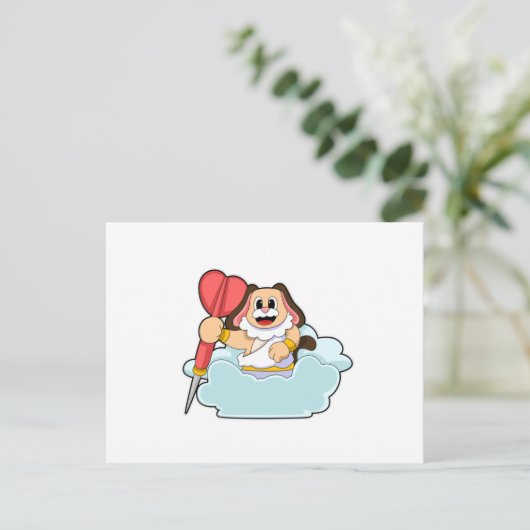 Carte Postale Chien aux fléchettes avec Dart (Debout devant)