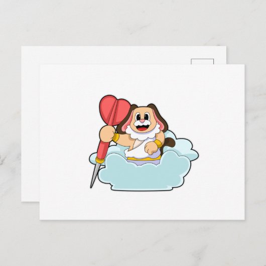 Carte Postale Chien aux fléchettes avec Dart (Devant / Derrière)