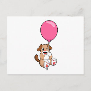 Carte Postale Chien avec ballon