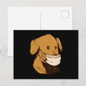 Carte Postale Chien avec masque facial (Devant / Derrière)
