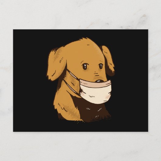 Carte Postale Chien avec masque facial (Devant)