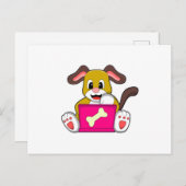 Carte Postale Chien avec ordinateur portable (Devant / Derrière)