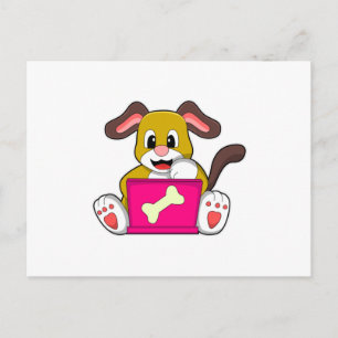Carte Postale Chien avec ordinateur portable