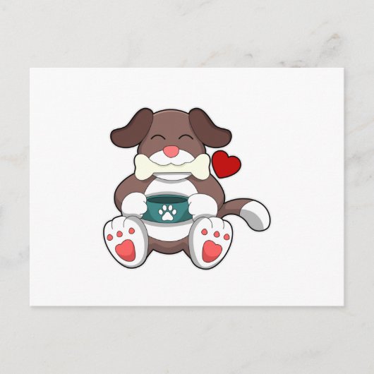 Carte Postale Chien avec os (Devant)