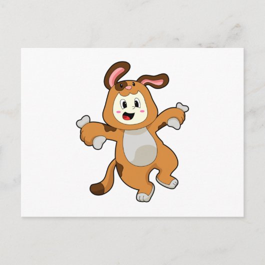 Carte Postale Chien avec os en lapin (Devant)