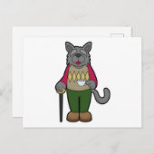 Carte Postale Chien avec tasse de café (Devant / Derrière)