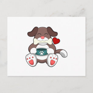 Carte Postale Chien avec un os
