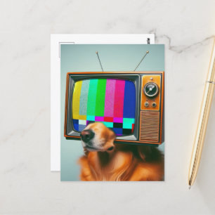 Carte Postale Chien avec une face TV vintage