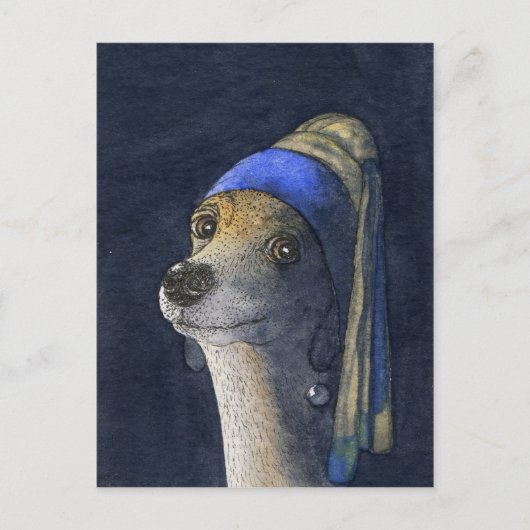Carte Postale Chien avec une perle (Devant)