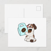 Carte Postale Chien avec une tasse de café (Devant / Derrière)