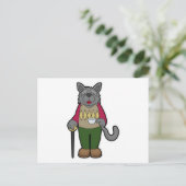 Carte Postale Chien avec une tasse de café (Debout devant)