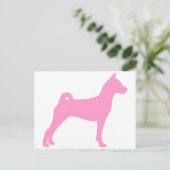 Carte Postale Chien Basenji (en rose) (Debout devant)