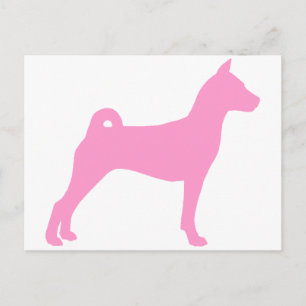 Carte Postale Chien Basenji (en rose)
