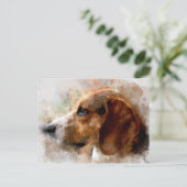 Carte Postale Chien Beagle aquarelle (Debout devant)