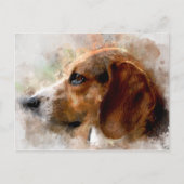 Carte Postale Chien Beagle aquarelle (Devant)