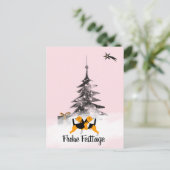 Carte Postale Chien Beagle Noël noir et blanc (Debout devant)