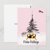 Carte Postale Chien Beagle Noël noir et blanc (Devant / Derrière)