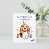 Carte Postale Chien beagle Personnalisé Joyeux anniversaire (Debout devant)