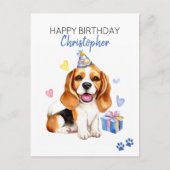 Carte Postale Chien beagle Personnalisé Joyeux anniversaire (Devant)