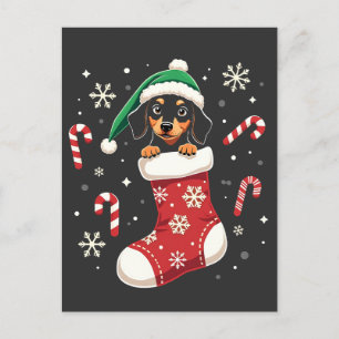 Carte Postale Chien beagle portant le chapeau du Père Noël Amate