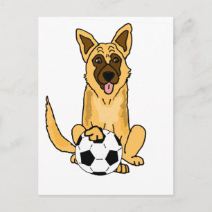Carte Postale Chien Belge Mignonne Jouant au Soccer Cartoon
