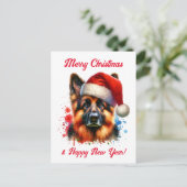 Carte Postale Chien berger allemand à Noël (Debout devant)