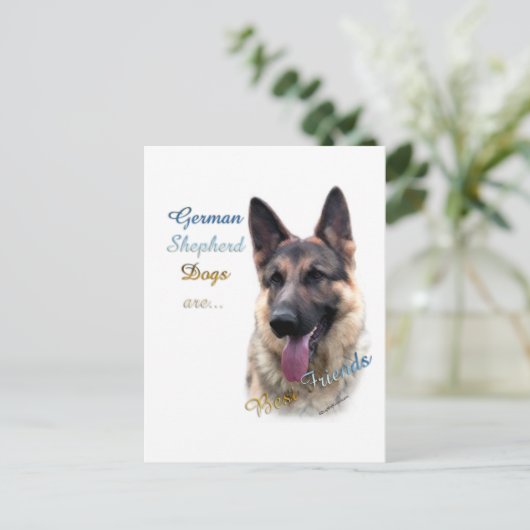 Carte Postale Chien berger allemand Best Friend 2 (Debout devant)