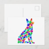 Carte Postale Chien berger allemand Peinture aquarelle point art (Devant / Derrière)