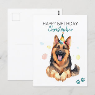 Carte Postale Chien berger allemand Personnalisé Joyeux annivers