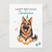 Carte Postale Chien berger allemand Personnalisé Joyeux annivers (Devant)