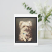 Carte Postale Chien blanc avec collier bleu Vintage (Debout devant)