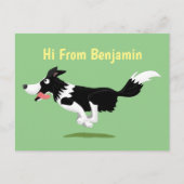Carte Postale Chien Border Collie drôle courant dessin animé (Devant)