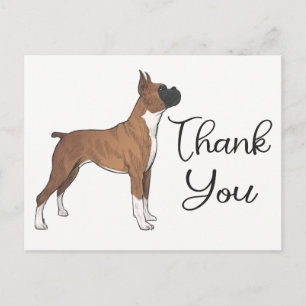 Carte Postale Chien Boxer de Dessin Animé Mignon Chiot Merci