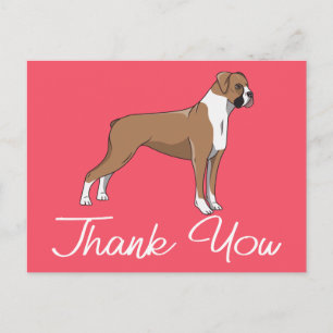 Carte Postale Chien Boxer Dessin Animé Rose Mignon Merci