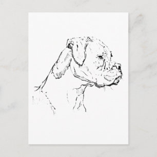 Carte Postale Chien Boxer encre Art – Dessin au trait minimalist